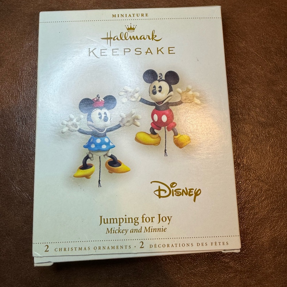 NWT Hallmark Keepsake Disney Mickey and Minnie Jumping for Joy Ornaments